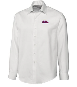 Ole Miss Rebels Men's LS Epic Easy Care Dobby Shirt - White